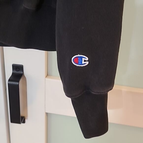 Vintage Champion Reverse Weave Hoodie Sweatshirt Faded Black Gray Small - Picture 3 of 5